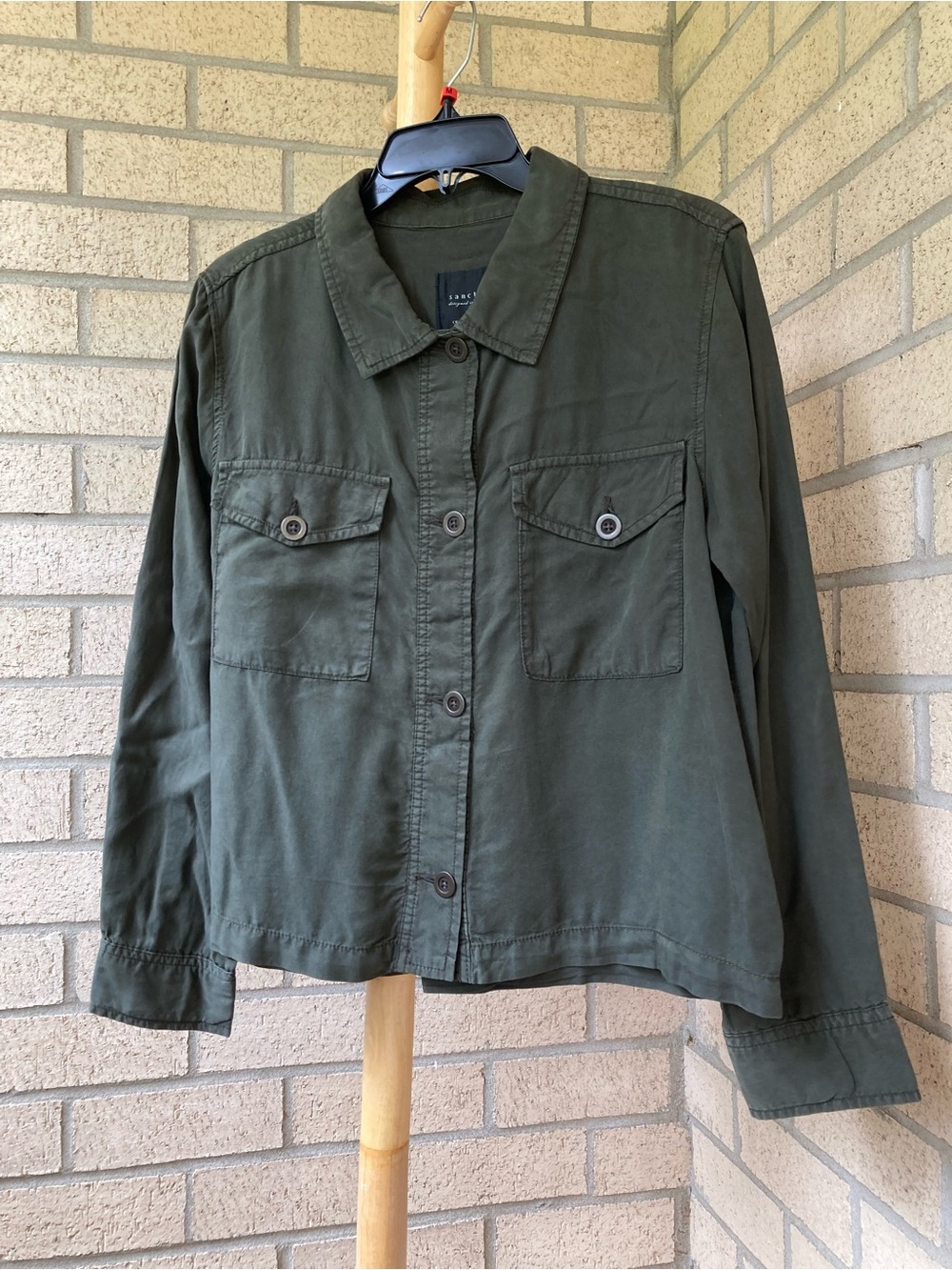 Sanctuary Anthropologie Olive Green Cropped Trench Jacket Size Medium Shacket